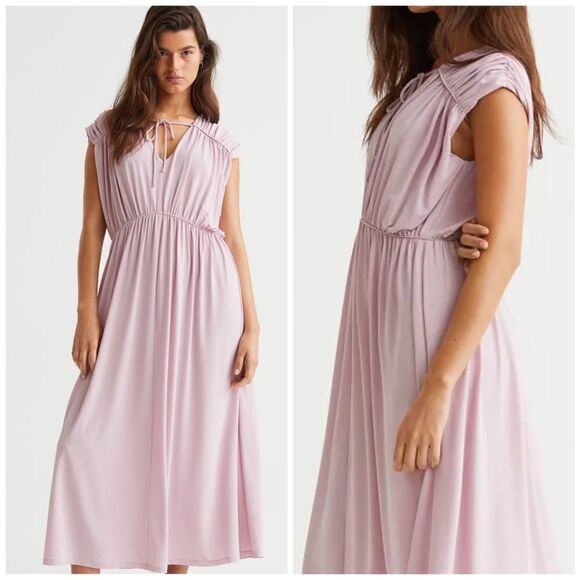 H&M Long Gathered Romantic Dress Flowy Voluminous - Picture 1 of 6